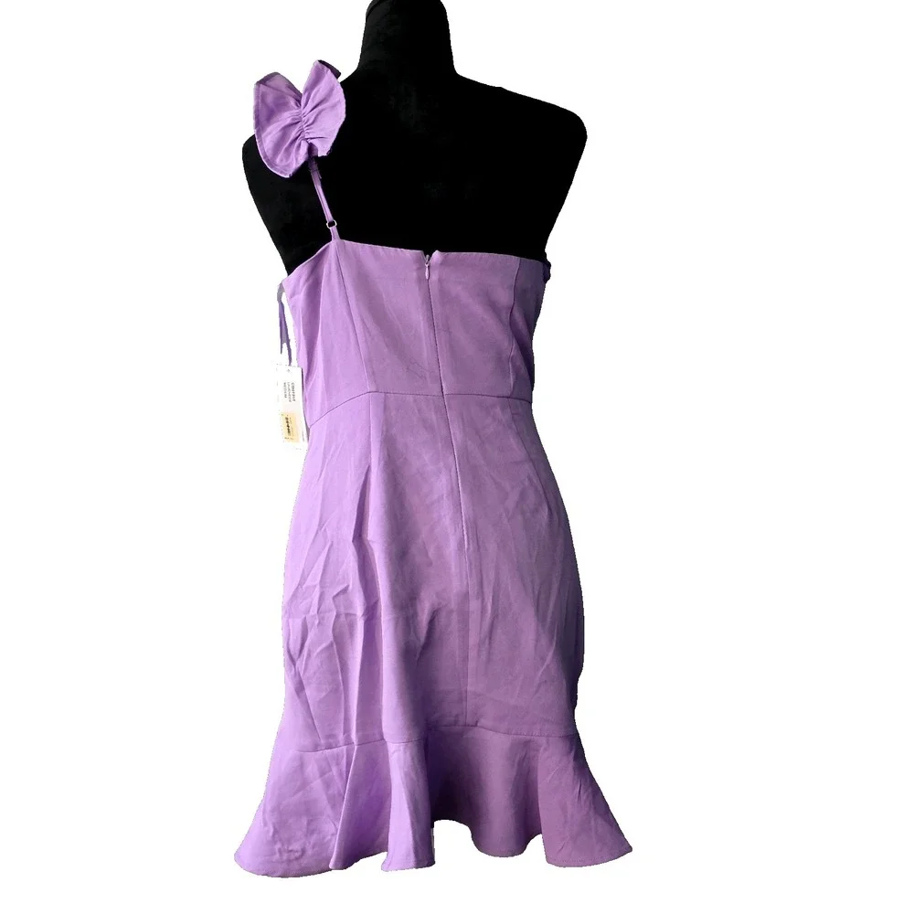 TCEC Asymmetrical One‎ Shoulder Ruffle Dress Size Medium Lavender CD01911